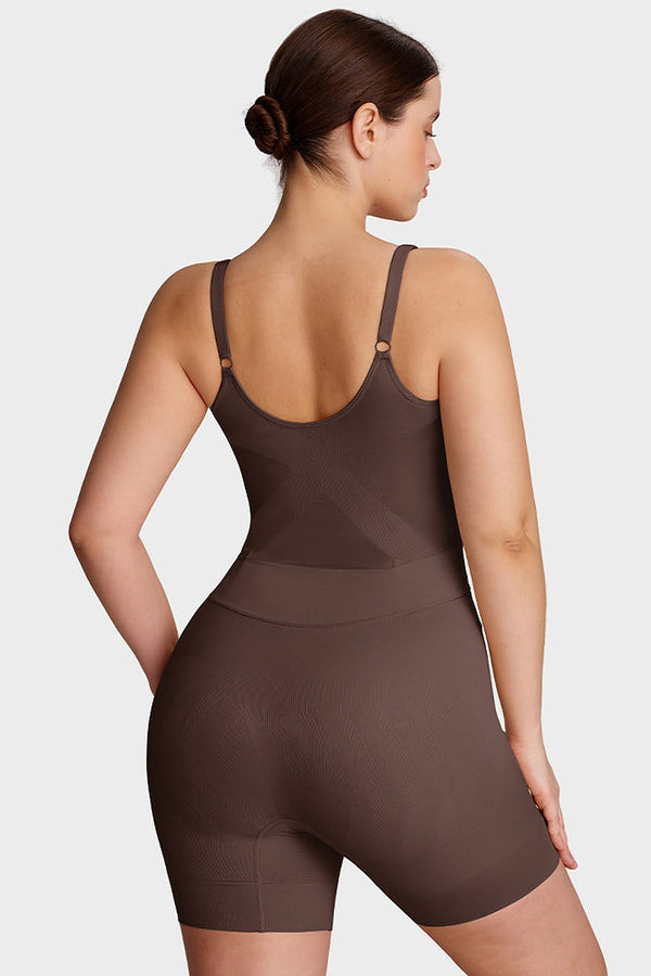 Nova Seamless Sculpting Bodysuit in Coffee Brown – back