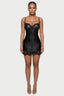 Odessa Lace-Trim Corset Mini Dress in Black – front
