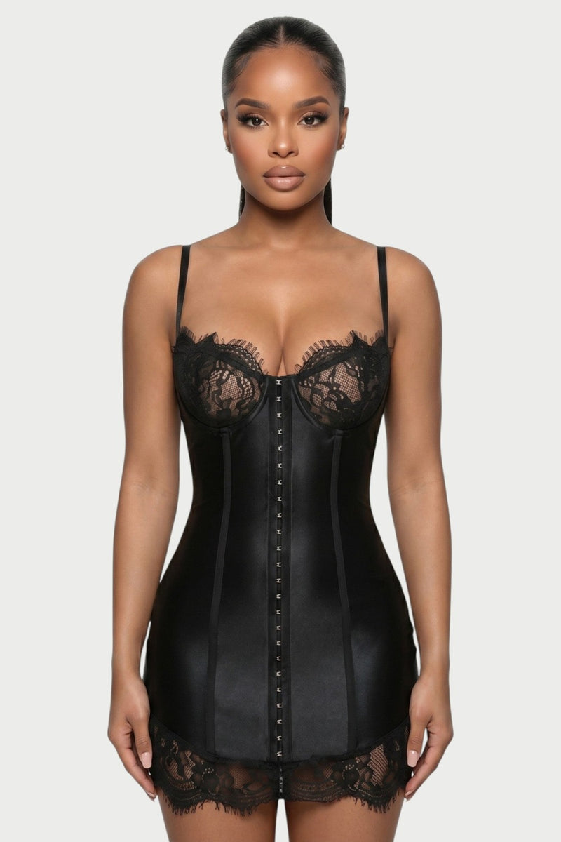 Odessa Lace-Trim Corset Mini Dress