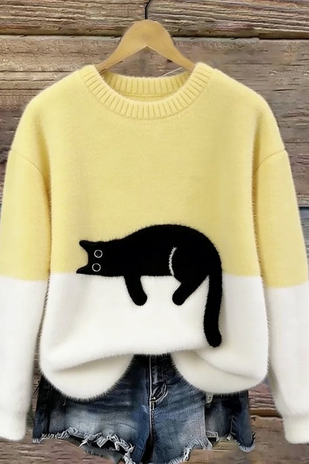 Odile Cat Print Oversized Sweater - 7