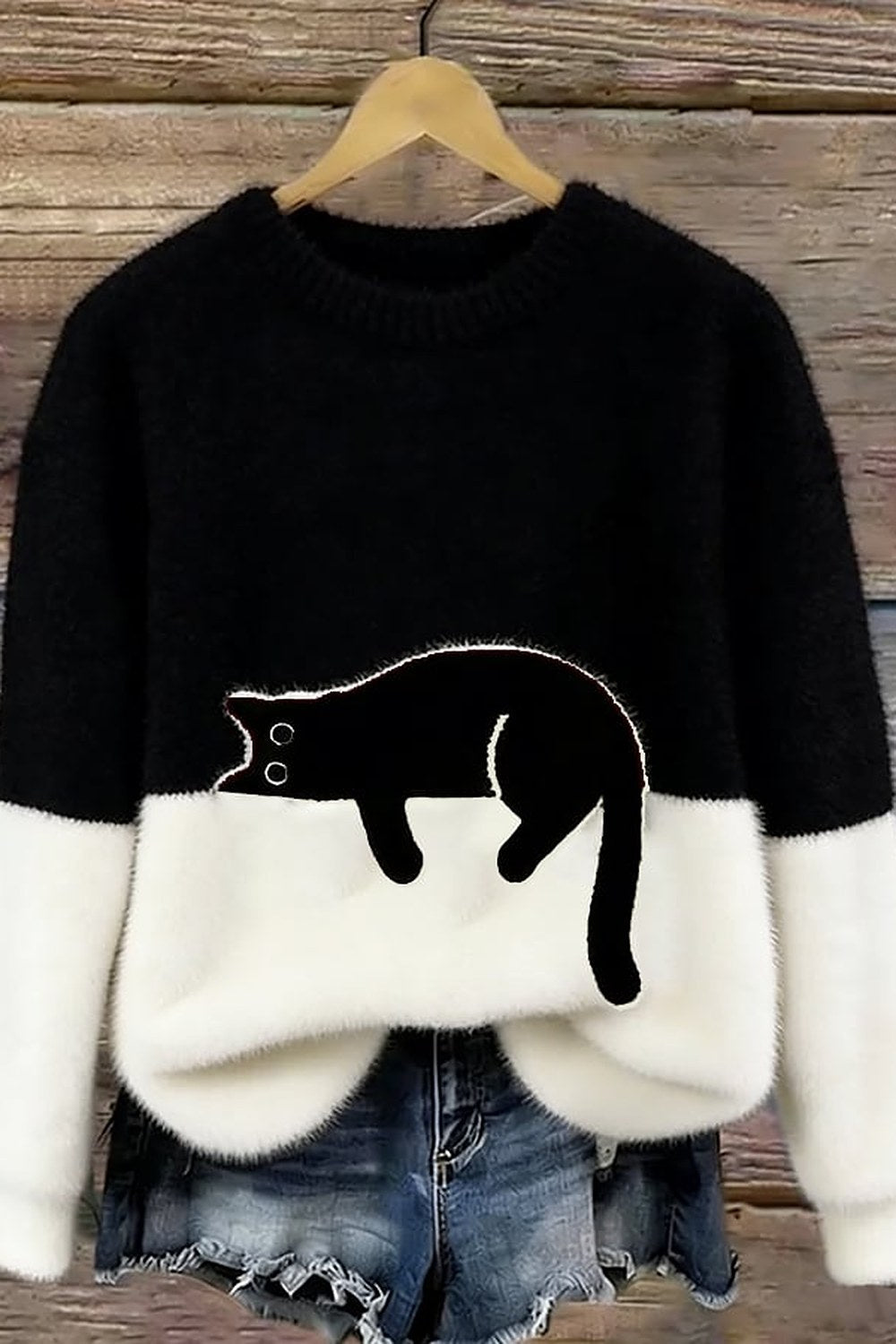 Odile Cat Print Oversized Sweater - 5