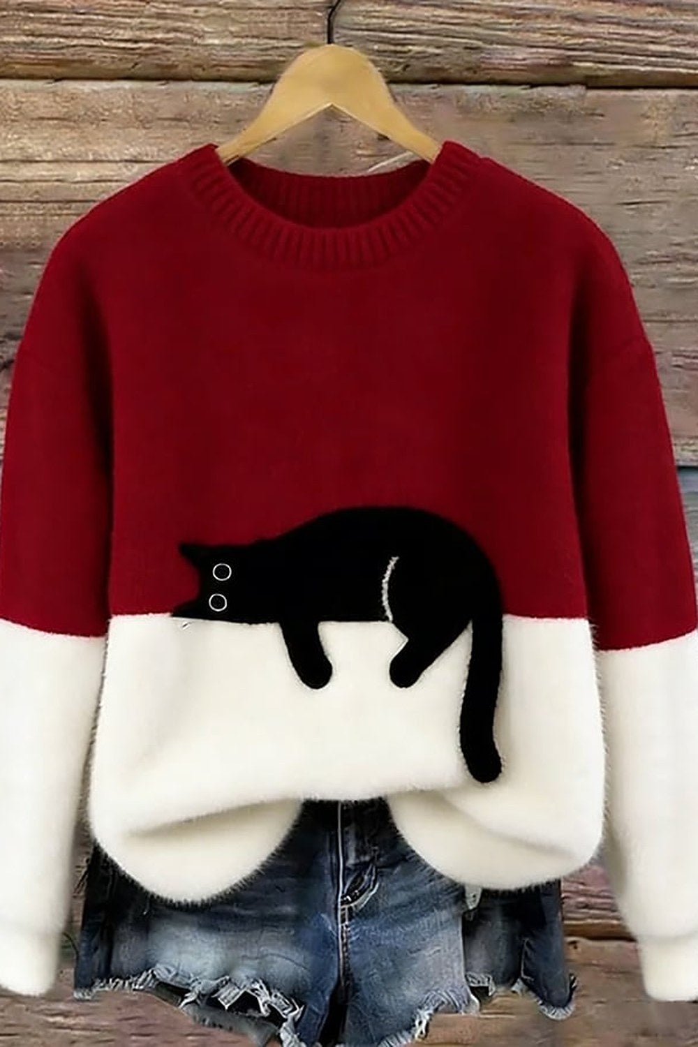 Odile Cat Print Oversized Sweater - 6