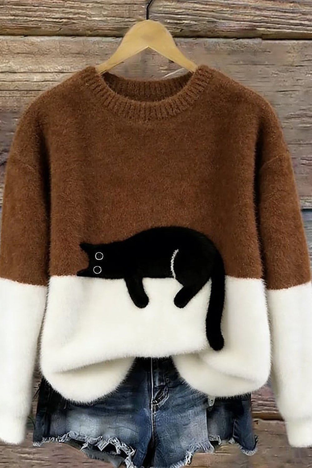 Odile Cat Print Oversized Sweater - 9