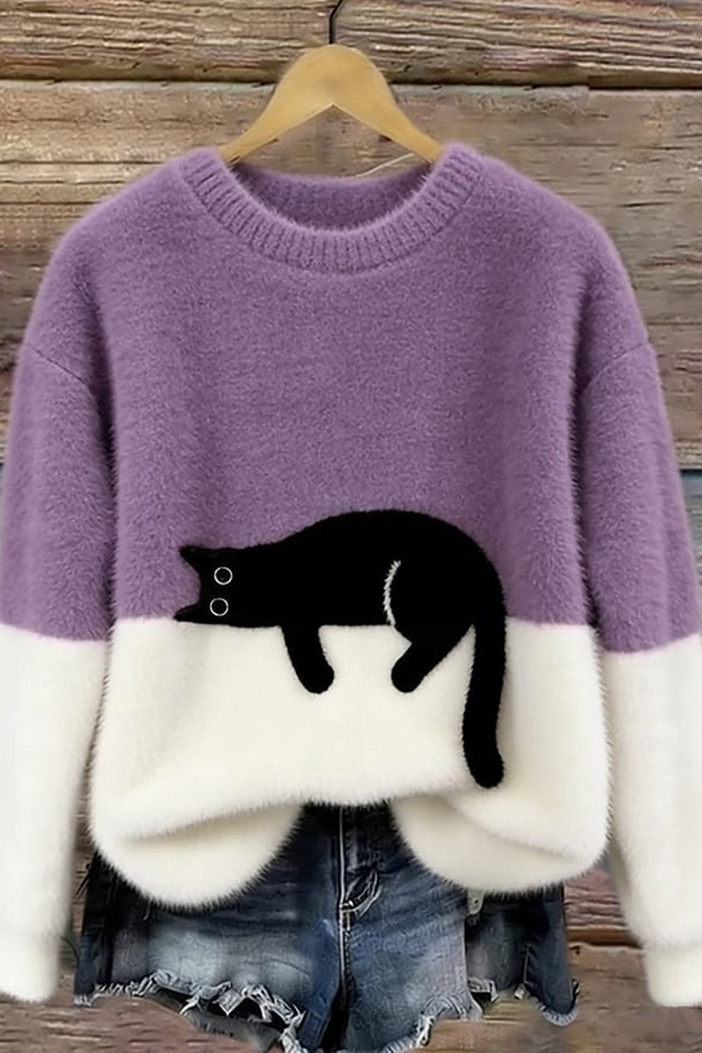 Odile Cat Print Oversized Sweater - 10