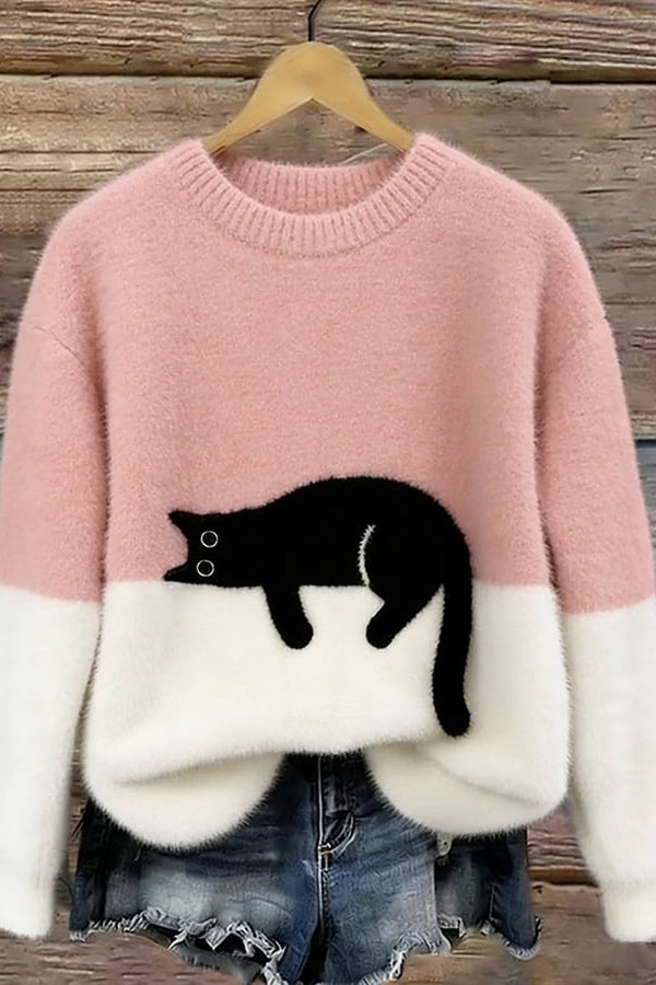 Odile Cat Print Oversized Sweater - 2