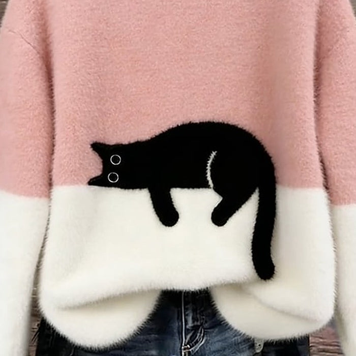 Odile Cat Print Oversized Sweater – detail: Sleeping black cat print