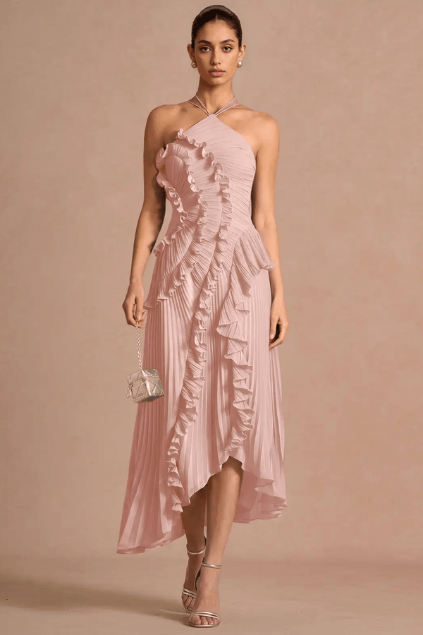 Plissé Halter Maxi Dress - 9