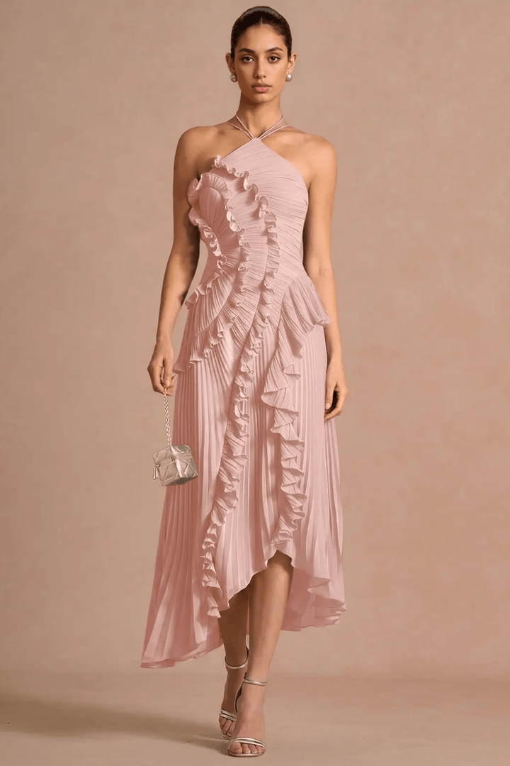 Plissé Halter Maxikleid - 9