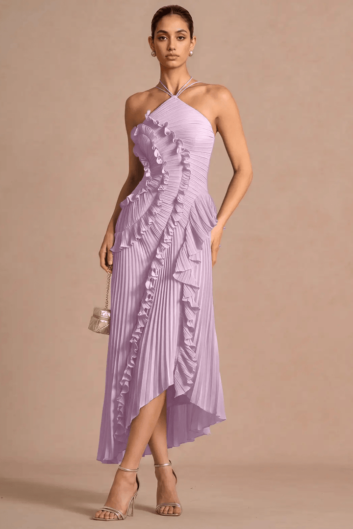Plissé Halter Maxikleid - 1