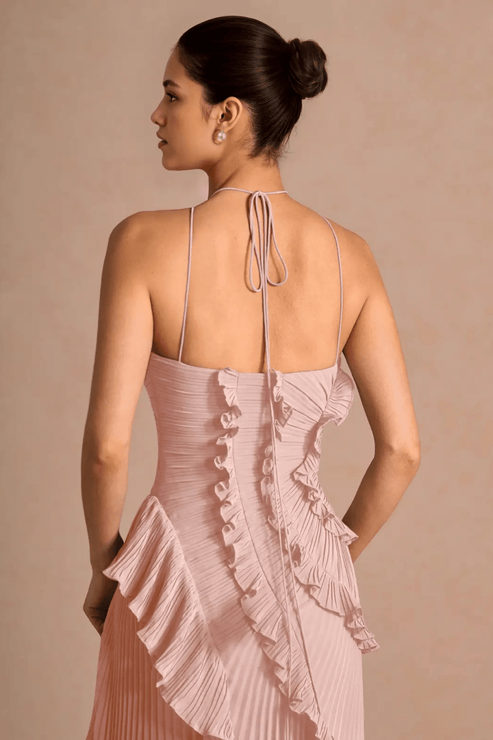 Plissee Halter Maxikleid - 12