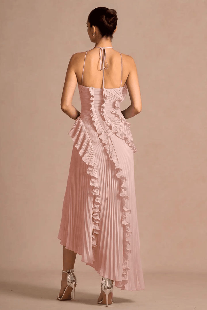 Plissé Halter Maxikleid - 8