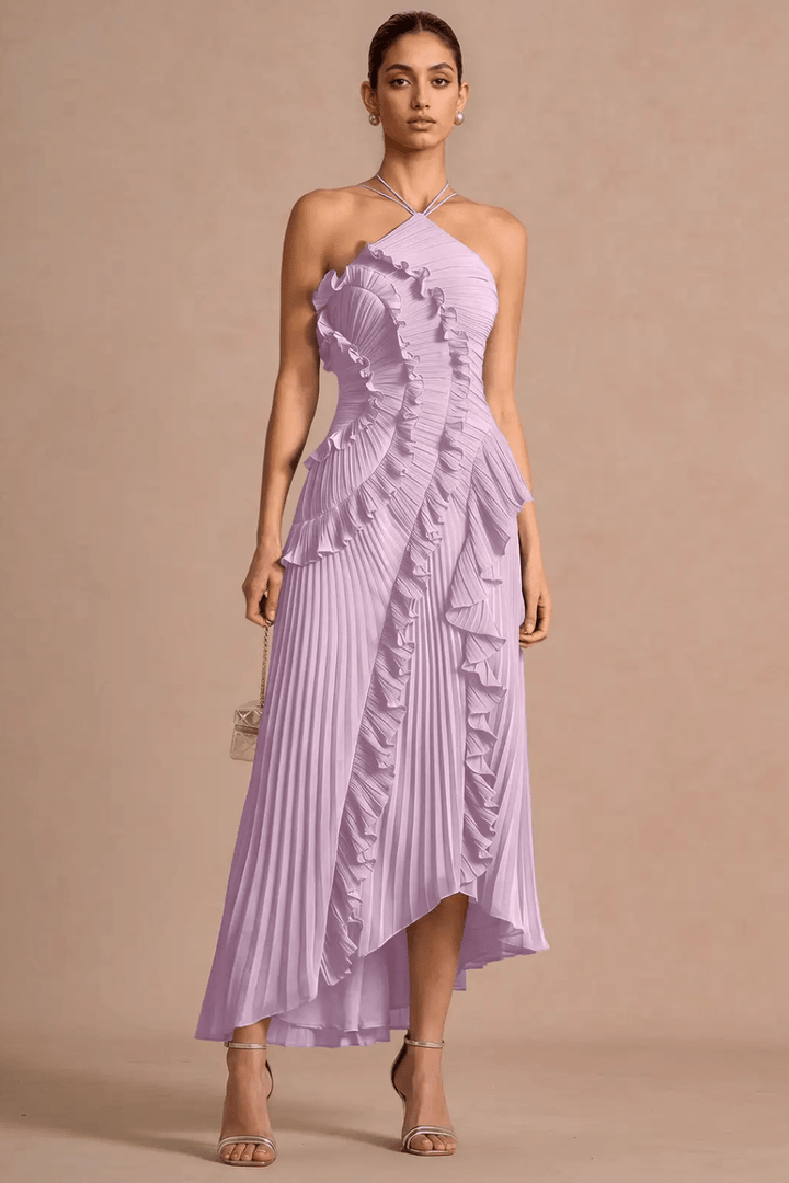 Plissé Halter Maxikleid - 4