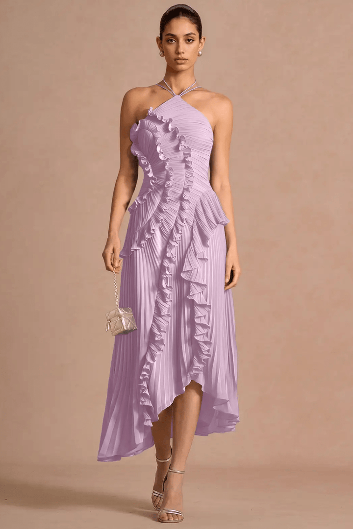 Plissé Halter Maxikleid - 3