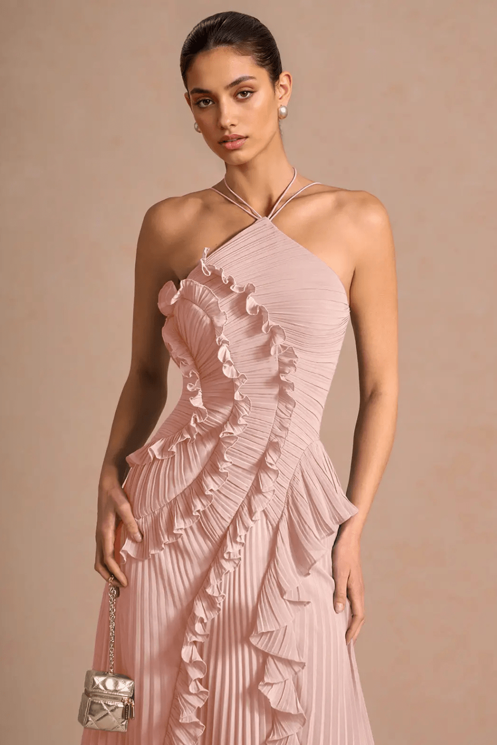 Plissee Halter Maxikleid - 11