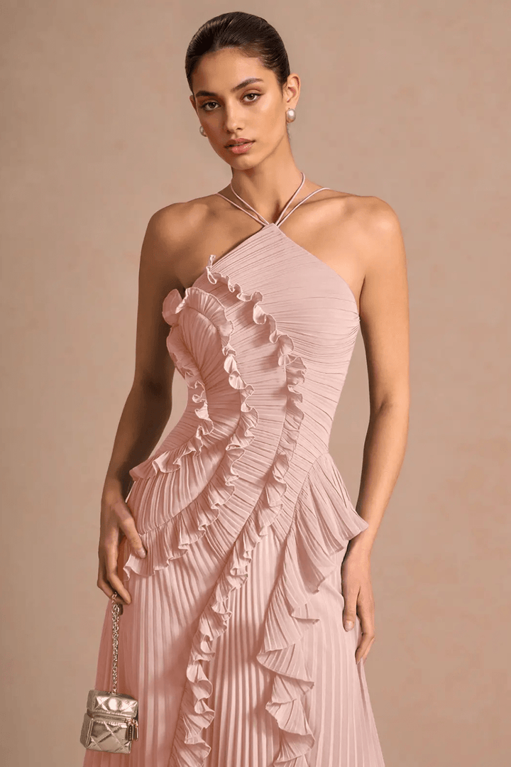 Plissee Halter Maxikleid - 11