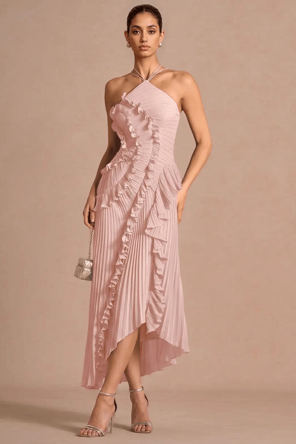 Plissé Halter Maxikleid - 7