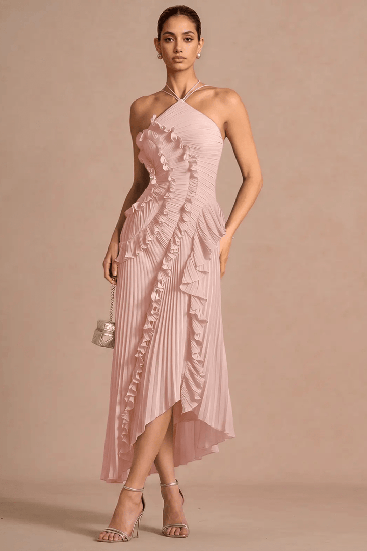 Plissé Halter Maxikleid - 7