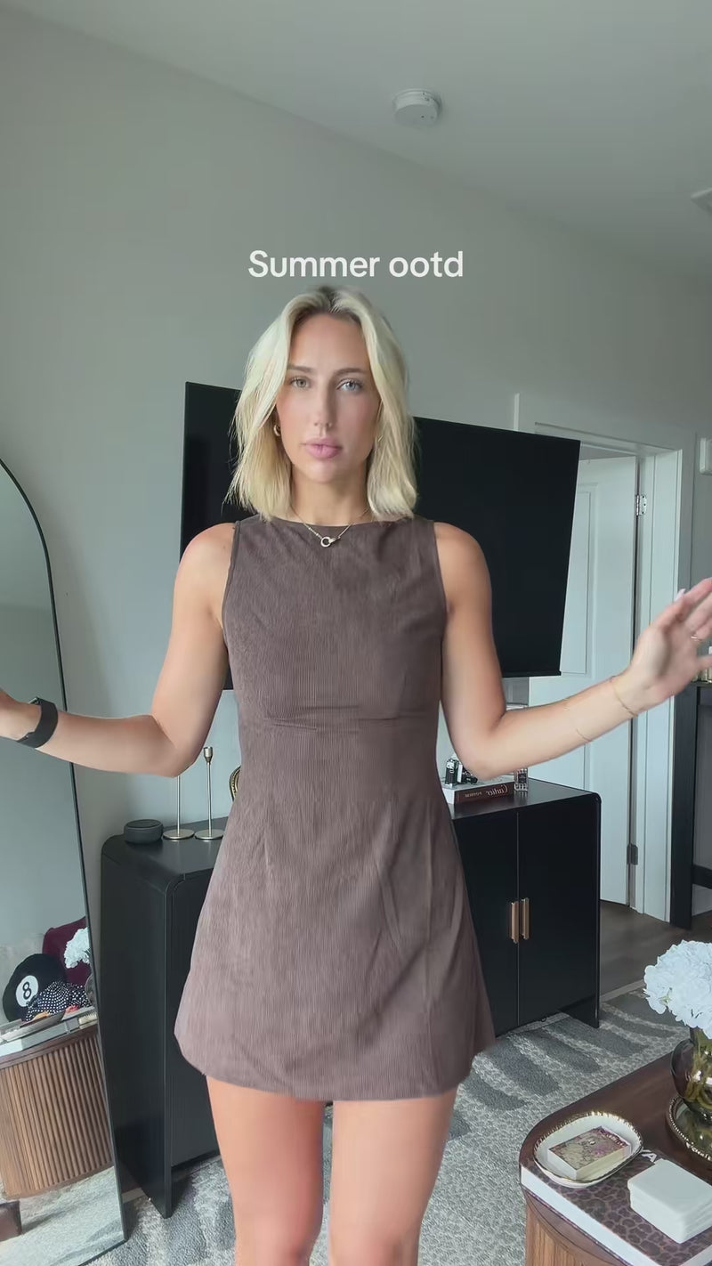 Marlowe Corduroy High-Neck Mini Dress – review video 1