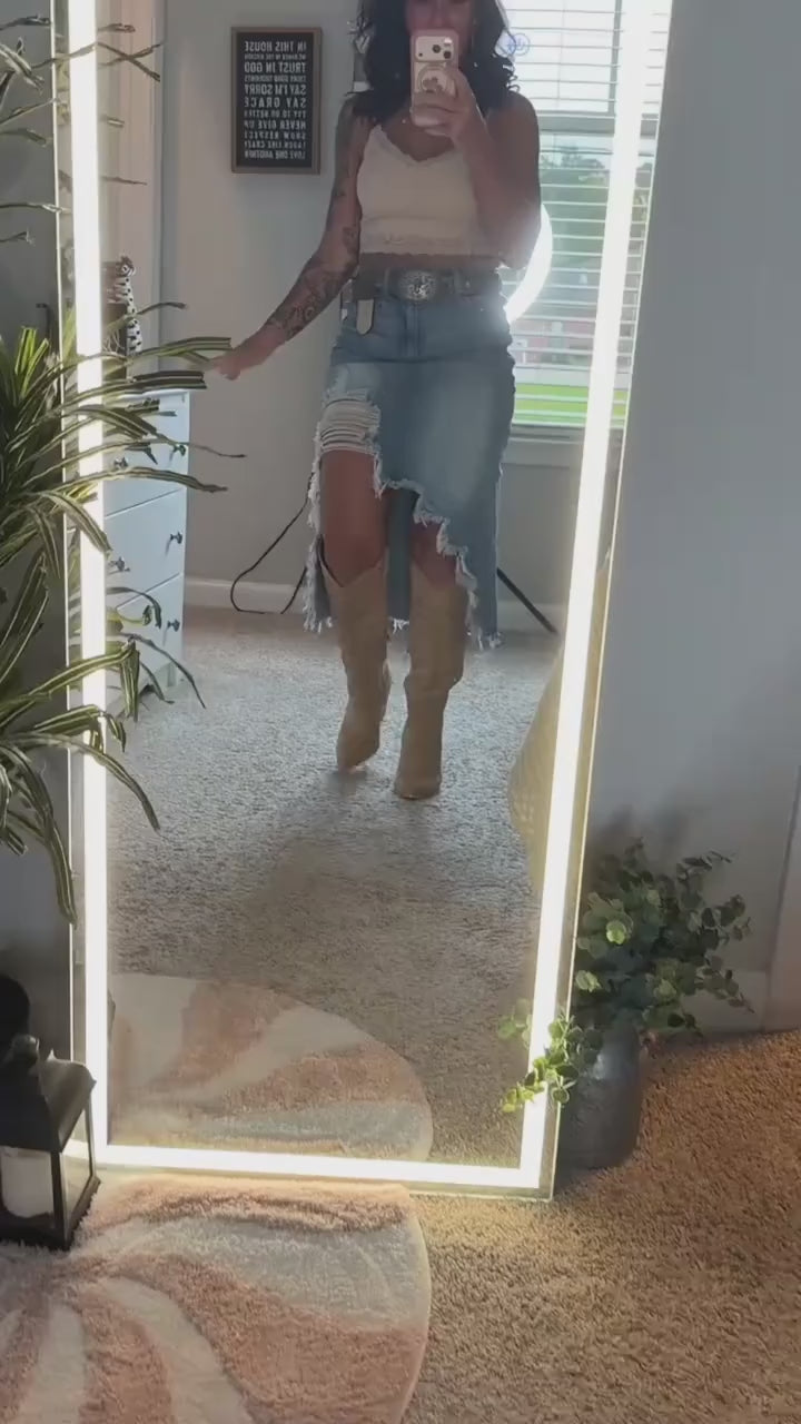 Anouk Relaxed High-Waist Denim Maxi Skirt - video 1