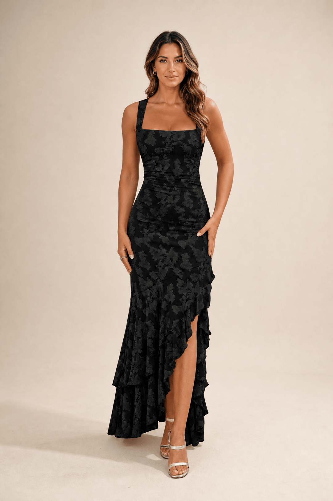 Rosalina Floral Ruffle Maxi Dress - 16