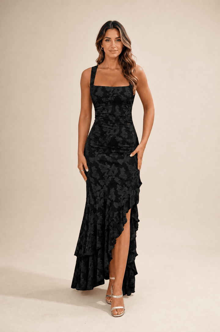 Rosalina Floral Ruffle Maxi Dress - 16