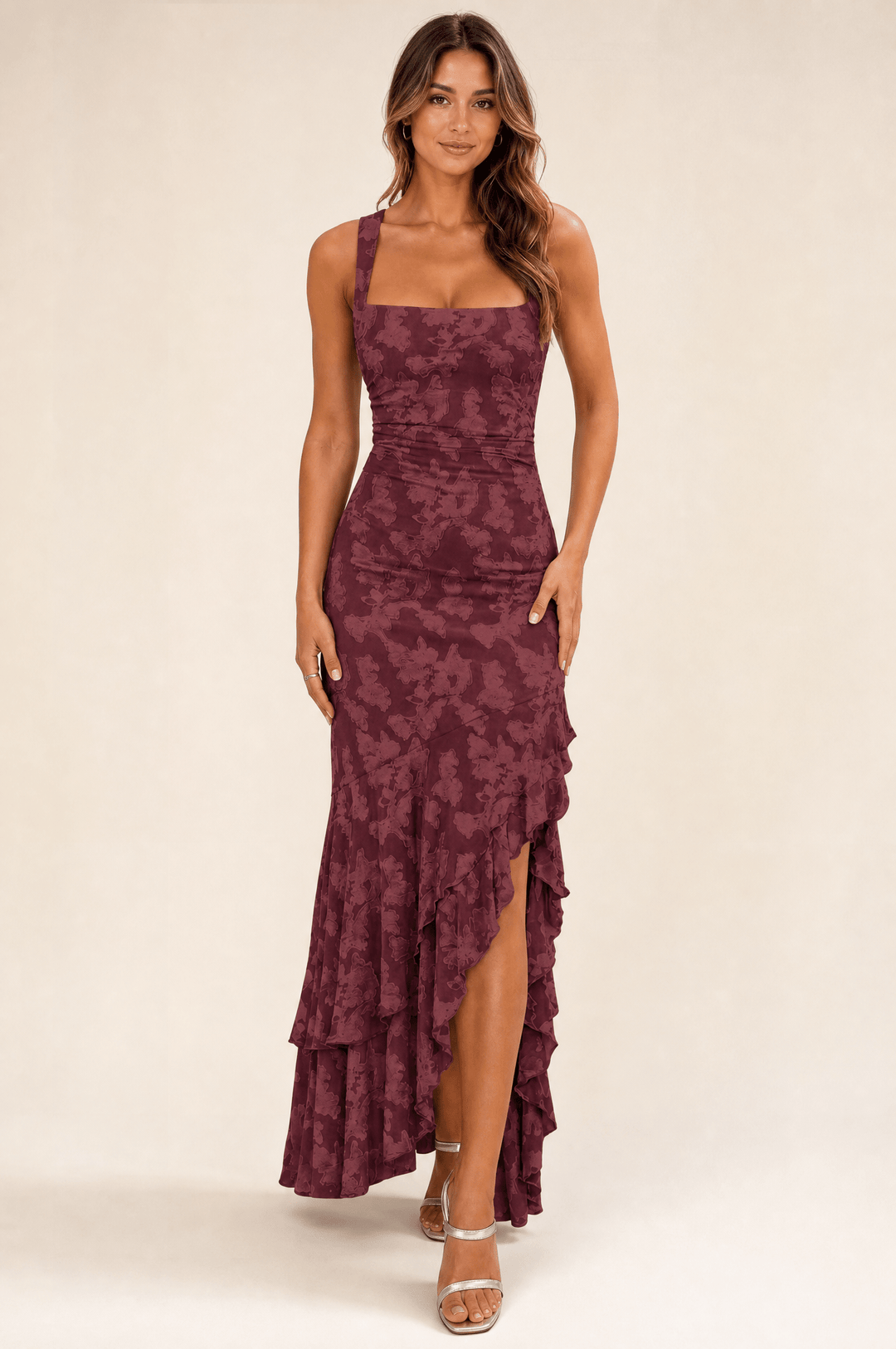 Rosalina Floral Ruffle Maxi Dress - 10
