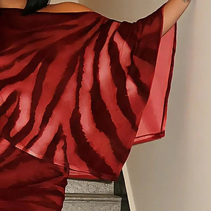 Sabine Sheer Off-Shoulder Top & Mini Skirt Set – detail: Wide batwing sleeve