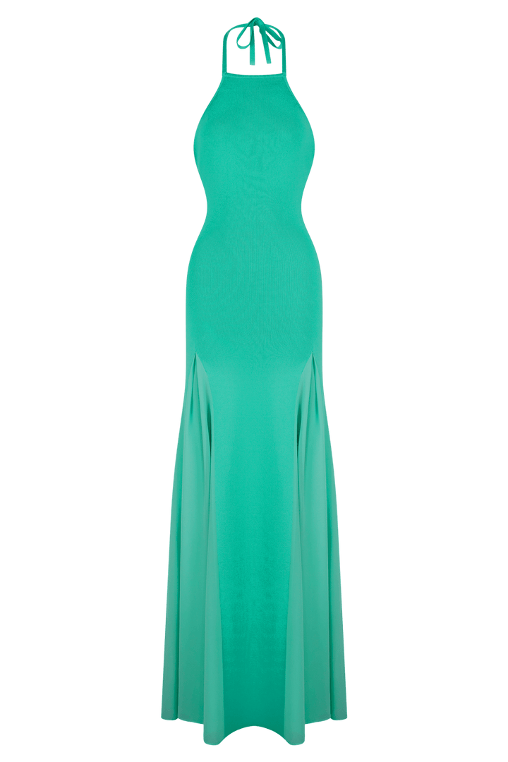 Soleil Strick- und Netz-Halter-Maxi-Kleid - 5
