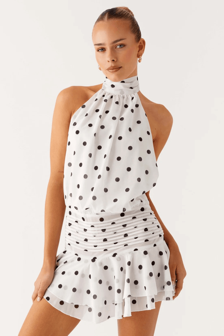 Solenne Asymmetric Chiffon Mini Dress - 7