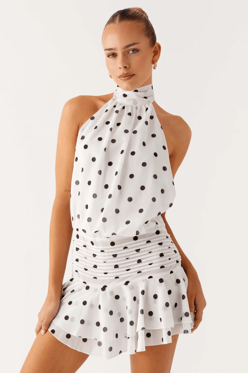 Solenne Asymmetric Chiffon Mini Dress
