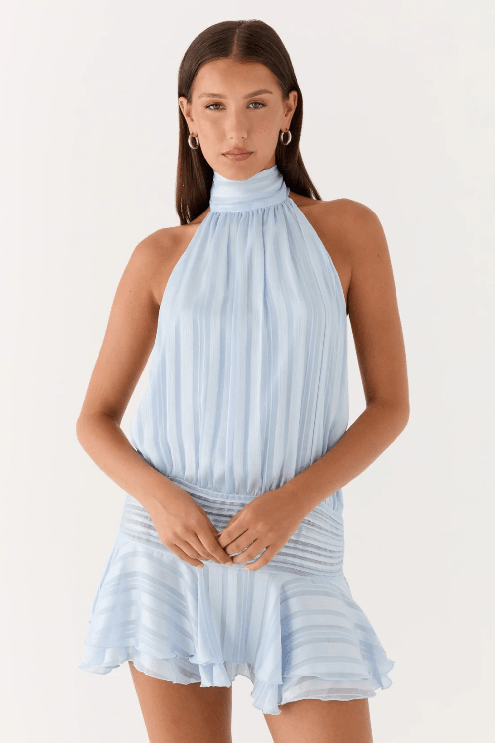Solenne Asymmetric Chiffon Mini Dress - 2