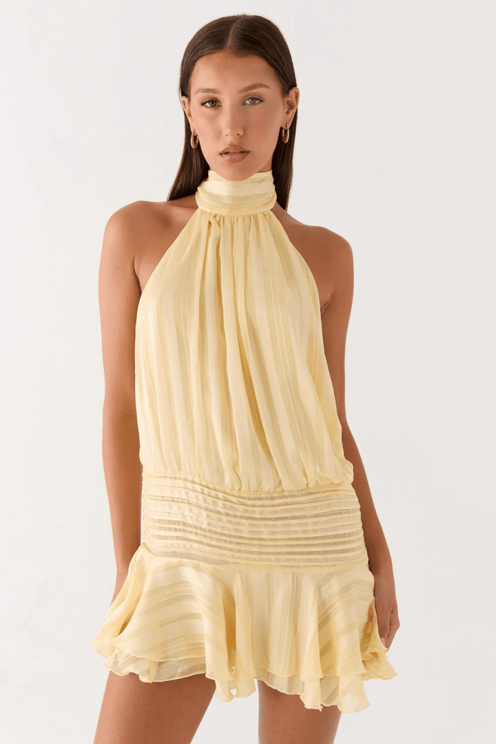 Solenne Asymmetric Chiffon Mini Dress - 12