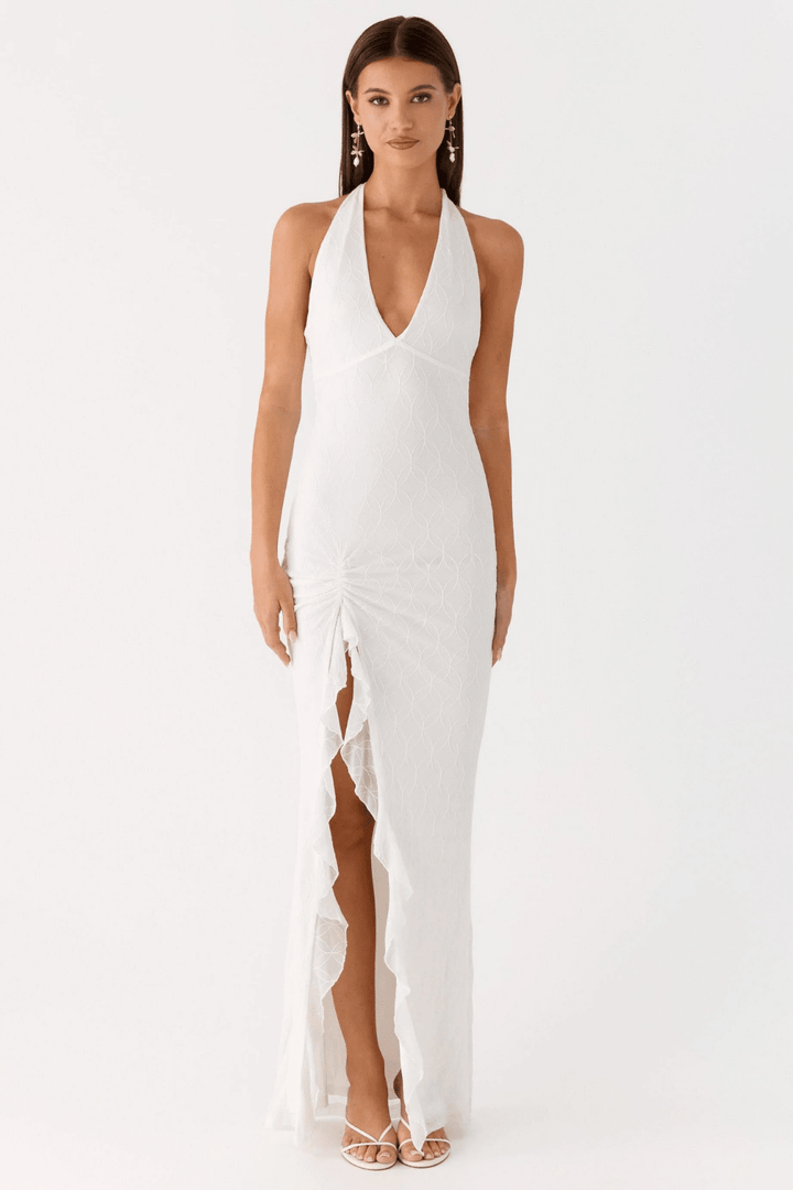 Valentina Ruched Open-Back Maxi Dress - 4