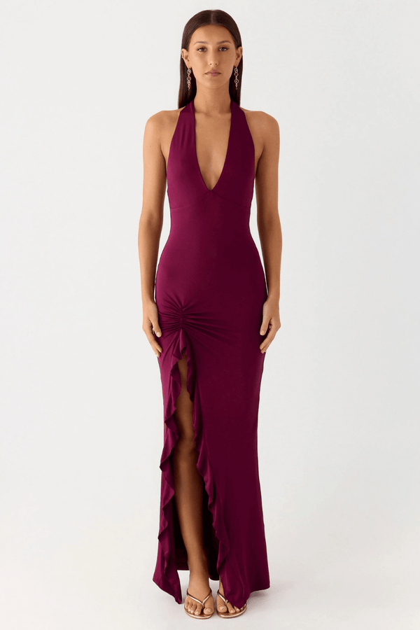 Valentina Ruched Open-Back Maxi Dress - 1