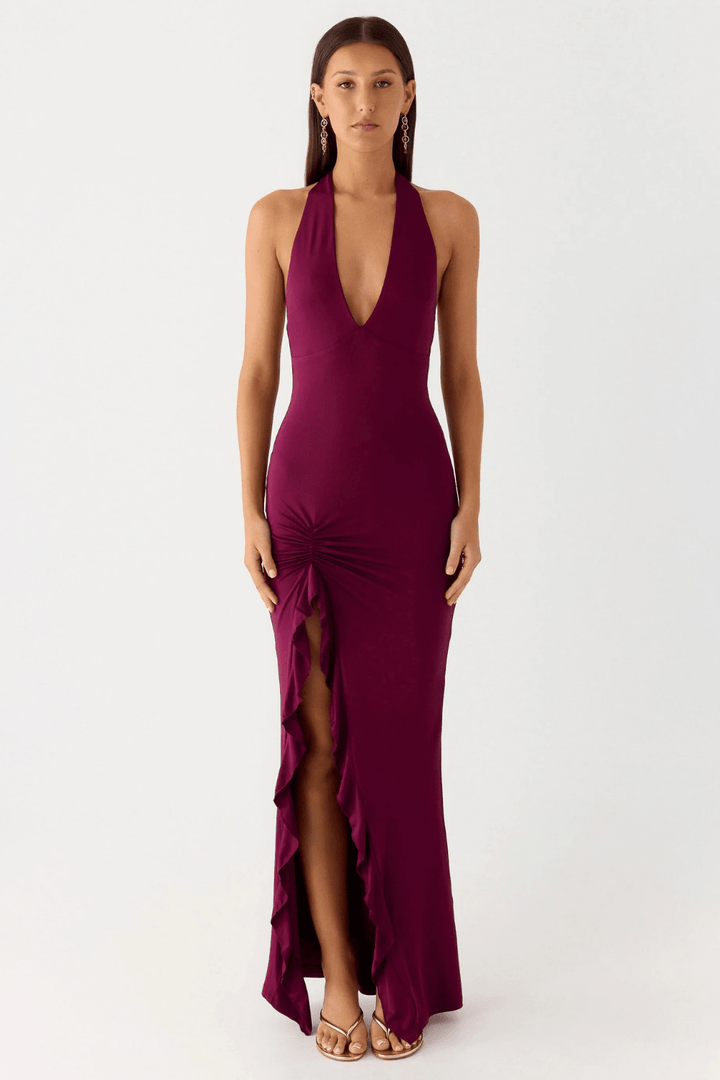 Valentina Ruched Open-Back Maxi Dress - 1