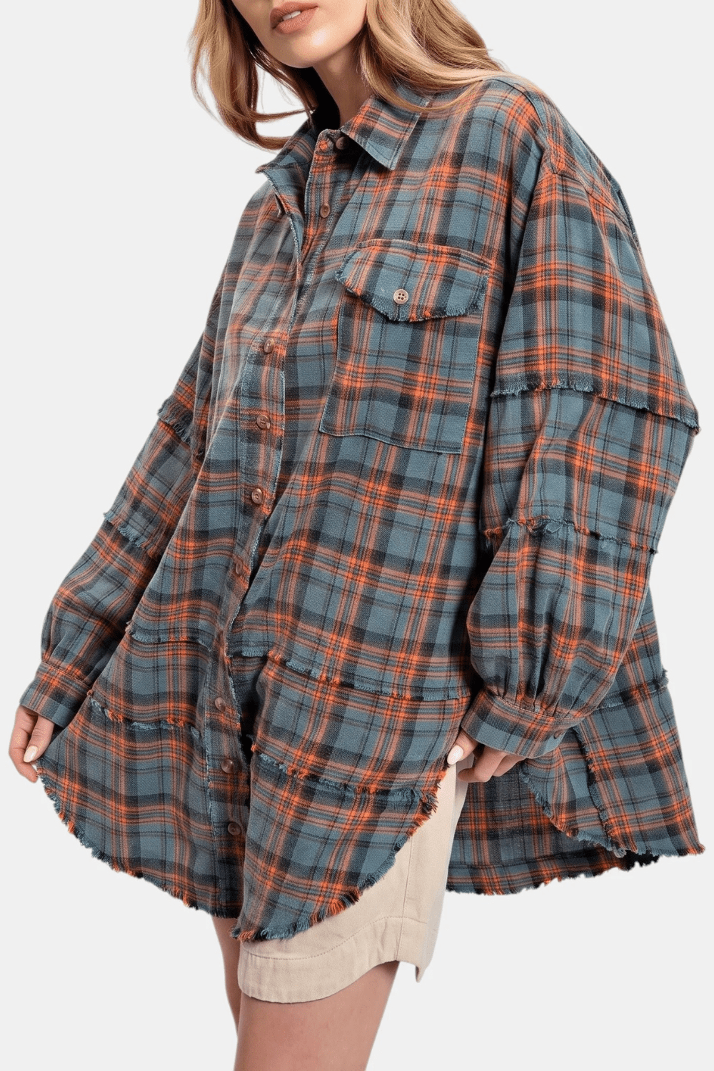 Varese Raw-Hem Flannel Overshirt - 11
