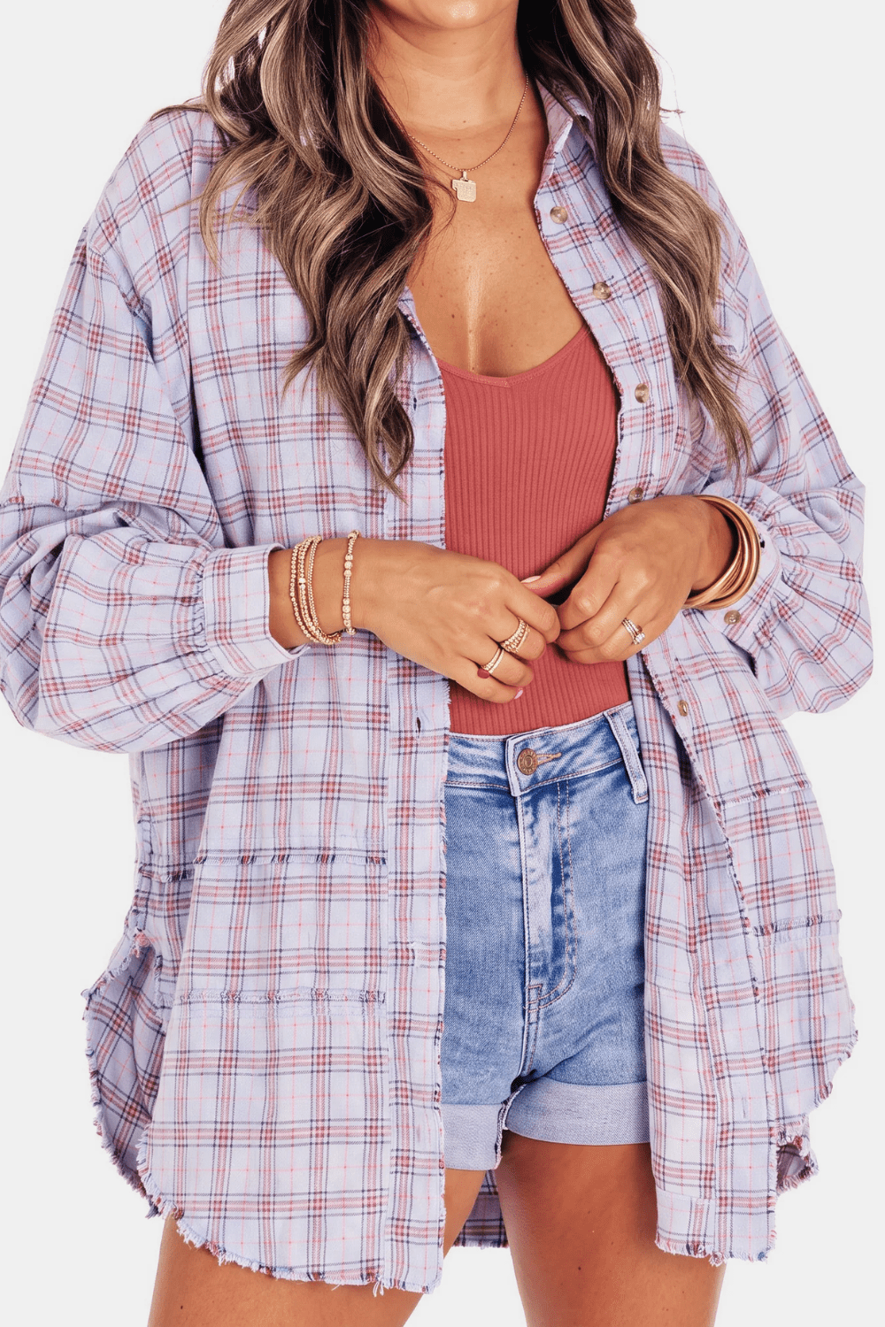 Varese Raw-Hem Flannel Overshirt - 8