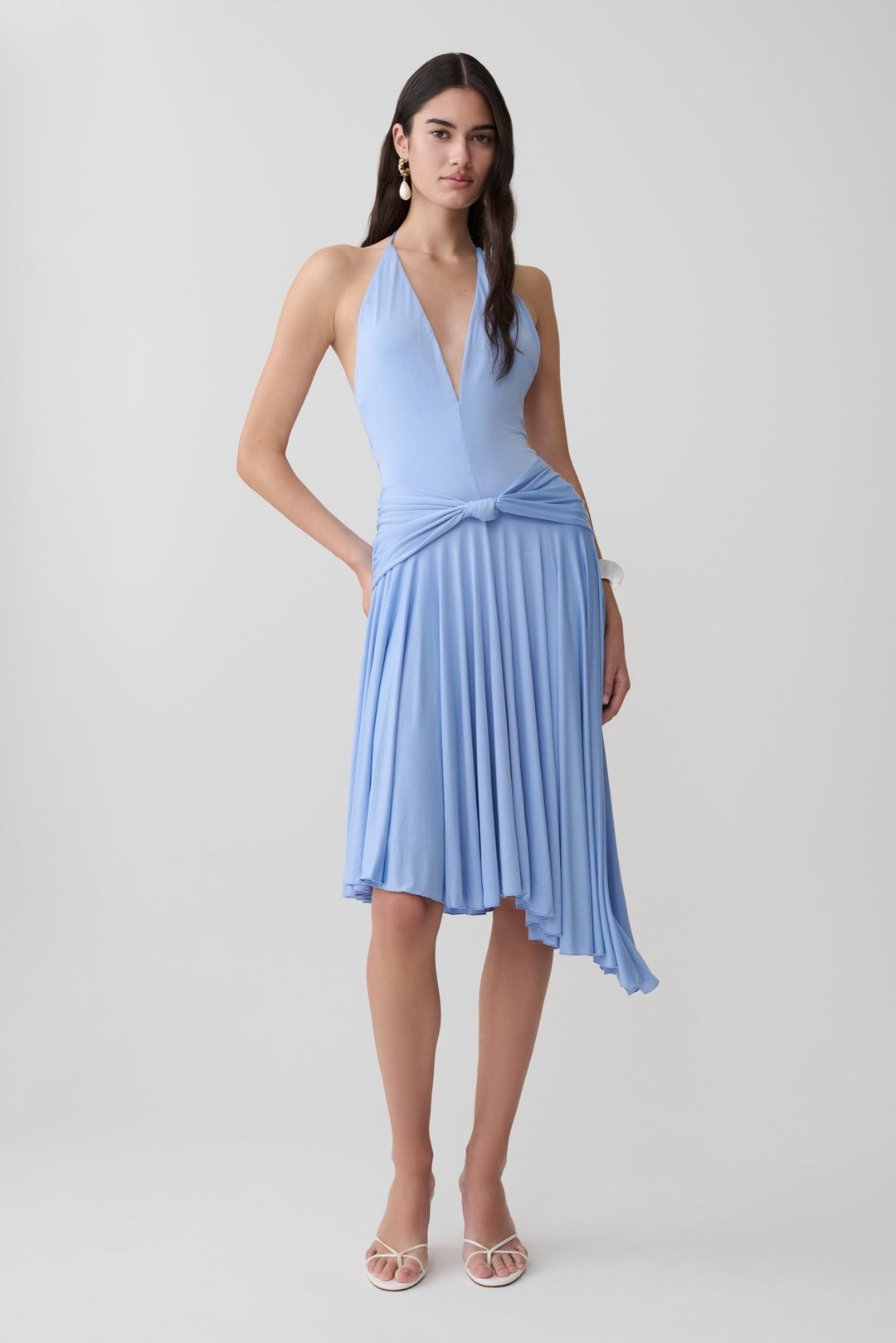 Zelda Asymmetric Slinky Midi Dress - 3