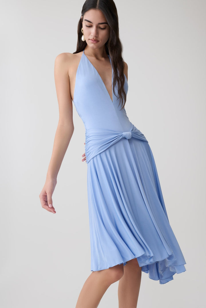 Zelda Asymmetric Slinky Midi Dress - 4