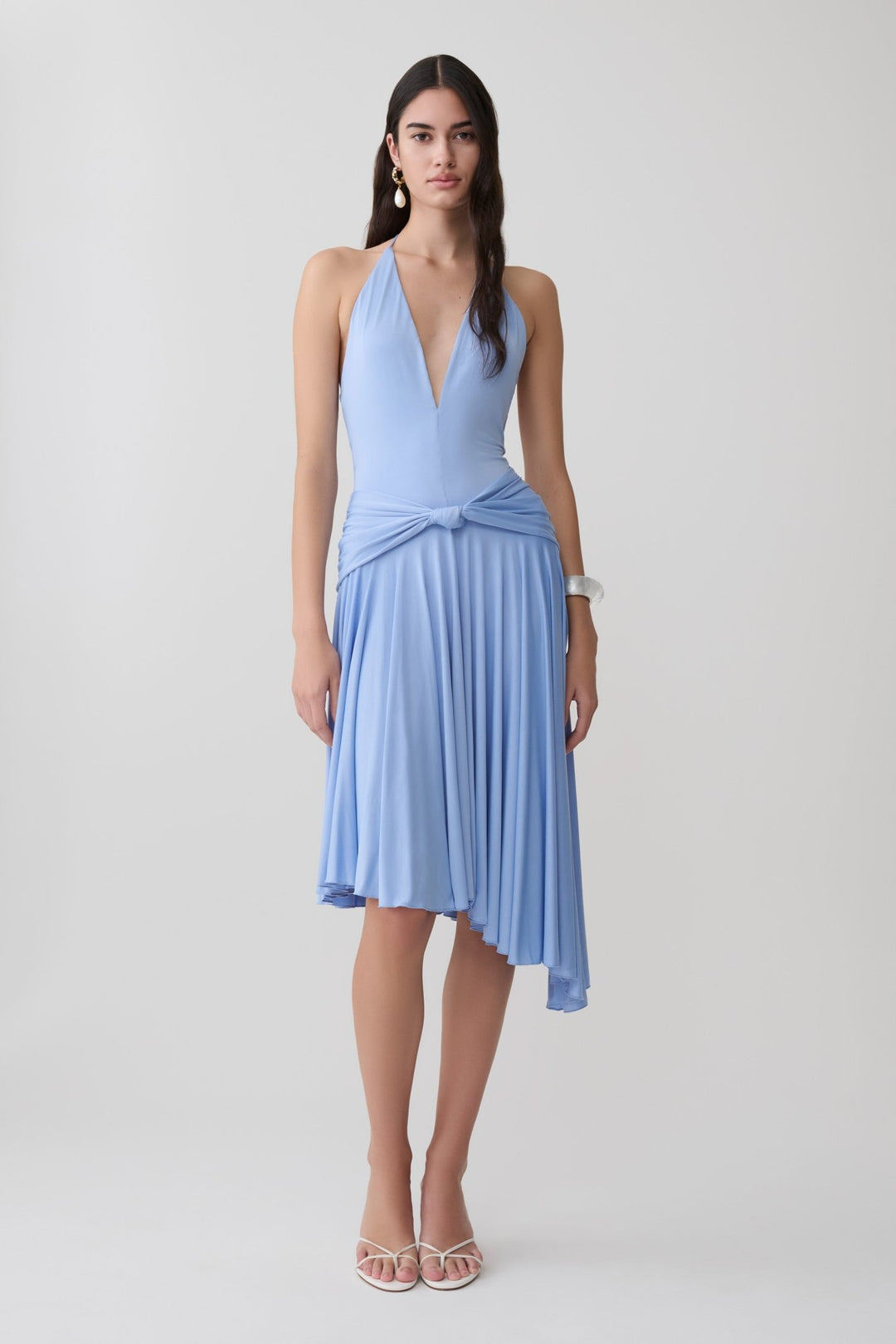 Zelda Asymmetric Slinky Midi Dress - 1