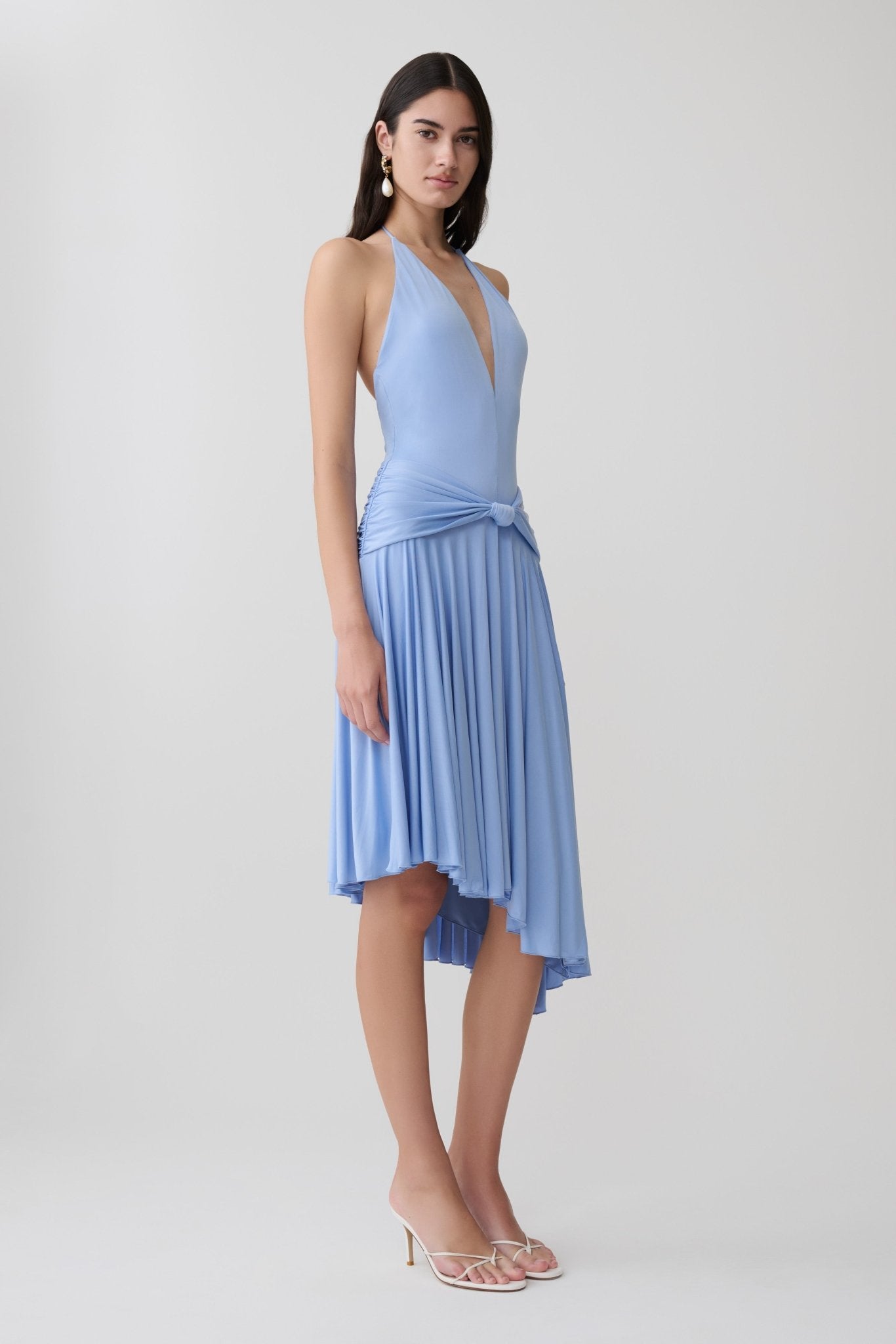 Zelda Asymmetric Slinky Midi Dress Secondary image