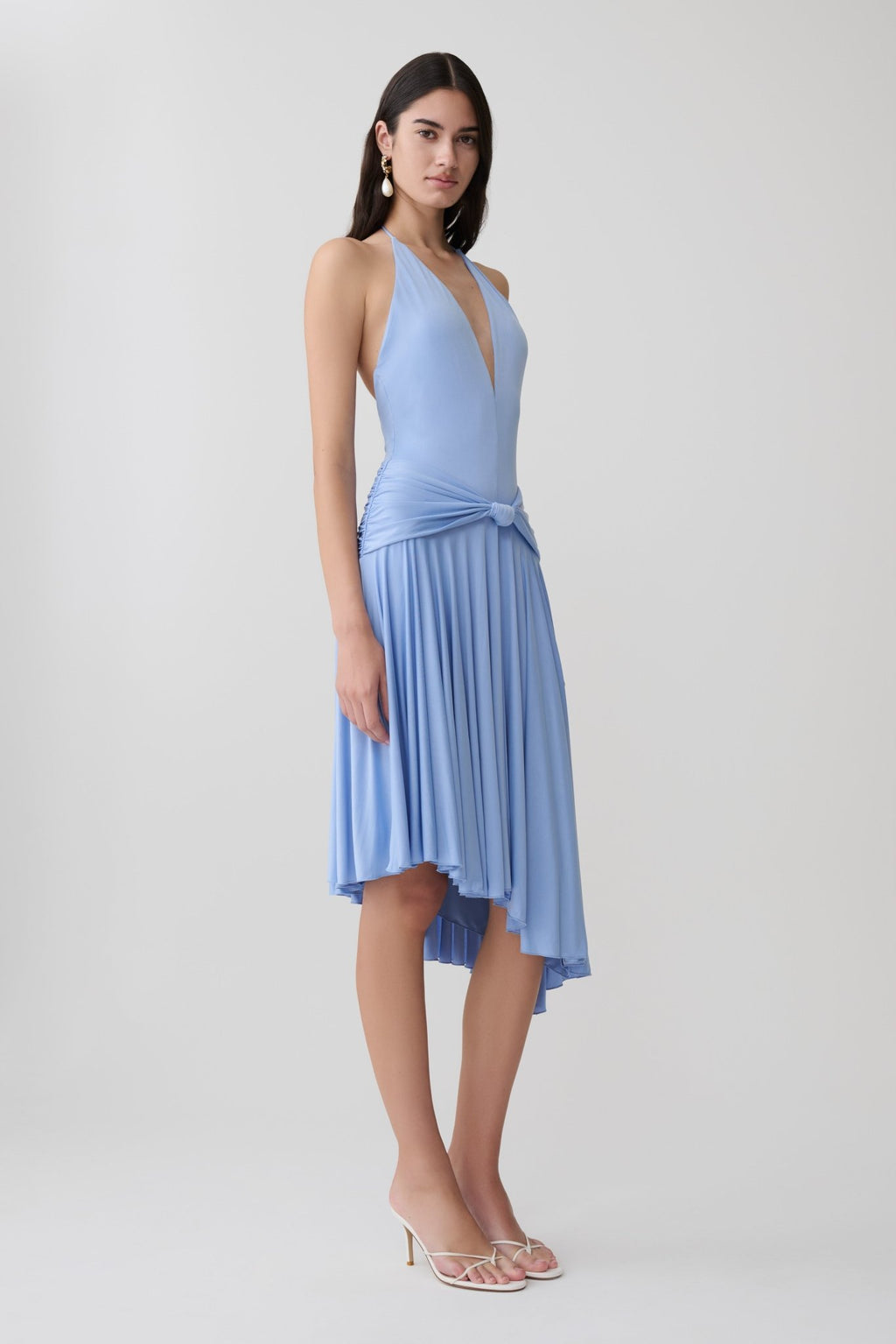 Zelda Asymmetric Slinky Midi Dress - 2