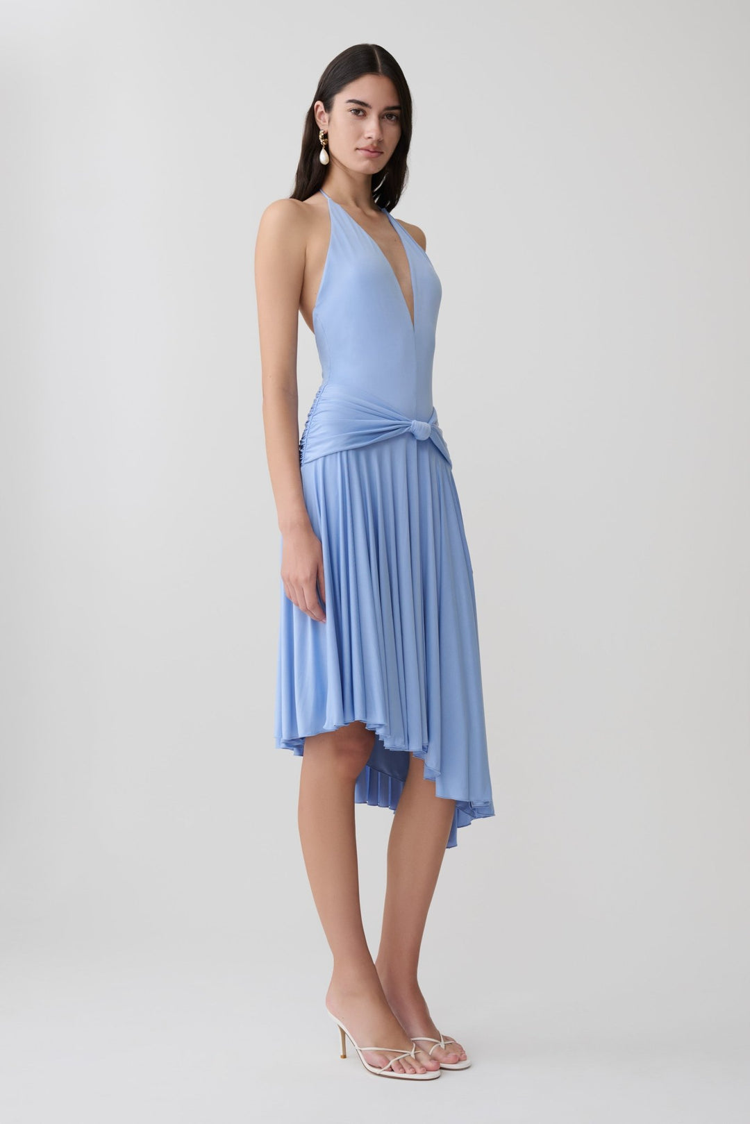 Zelda Asymmetric Slinky Midi Dress - 2