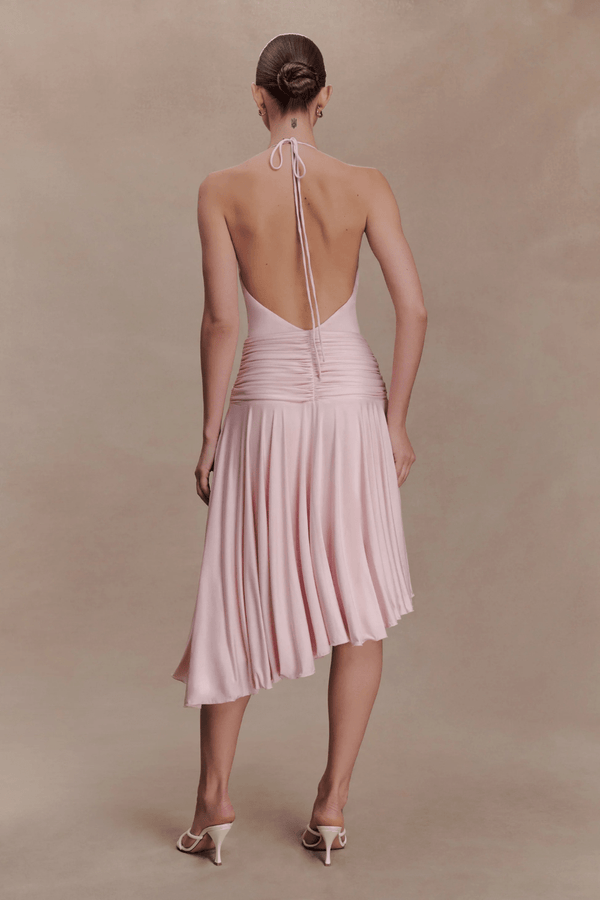 Zelda Asymmetric Slinky Midi Dress - 12