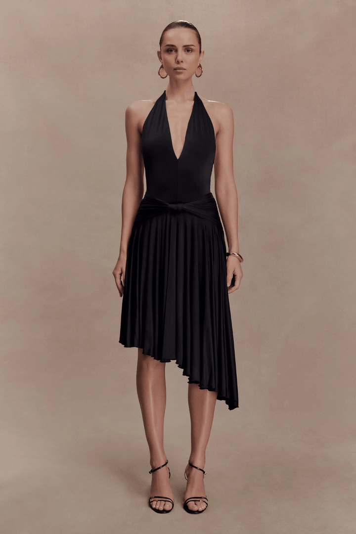 Zelda Asymmetric Slinky Midi Dress - 13